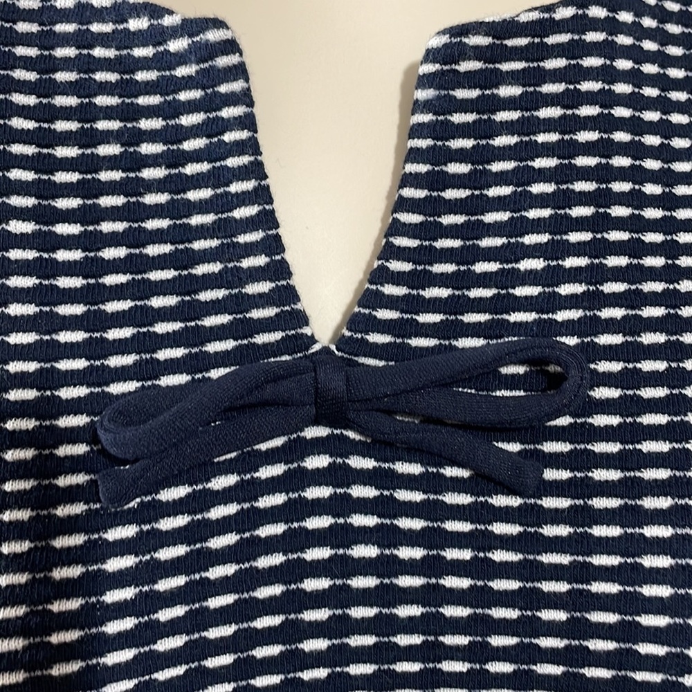 Talbots Petites Navy and White Bow Accent 3/4 Sleeve Top MP - Picture 3 of 16